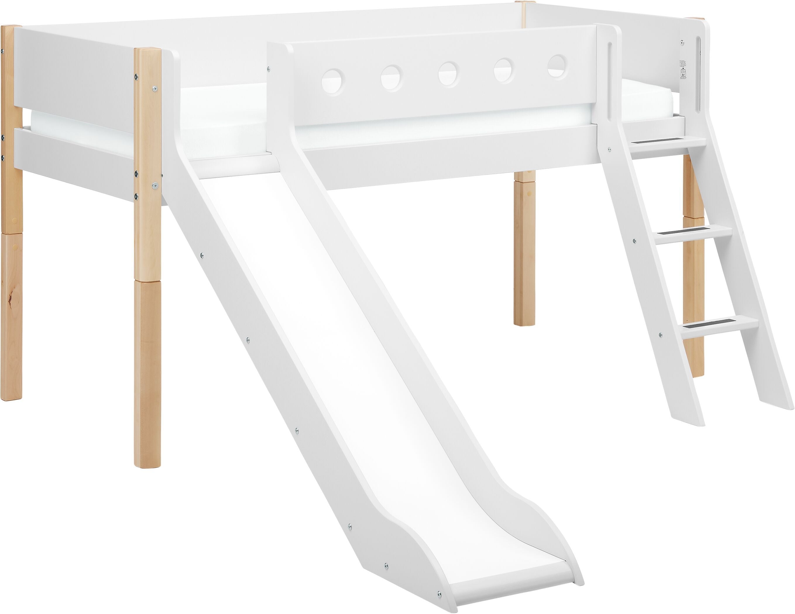 Flexa NOR Halbhochbett - Weiss / B: 109.0 cm x T: 210.0 cm x H: 120.0 cm