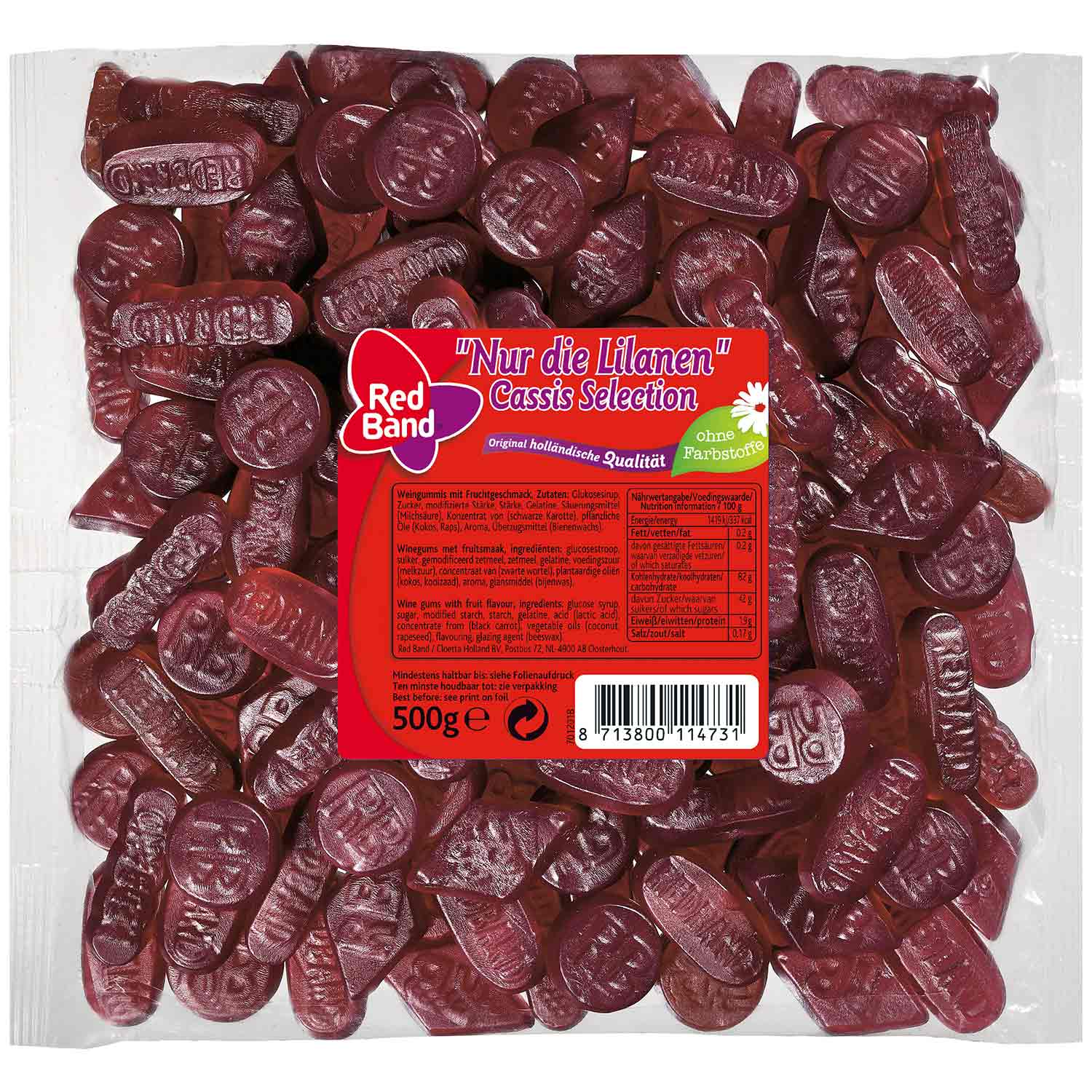 Red Band Fruchtgummi Nur die Lilanen Cassis Selection 500g MHD:28.3.26