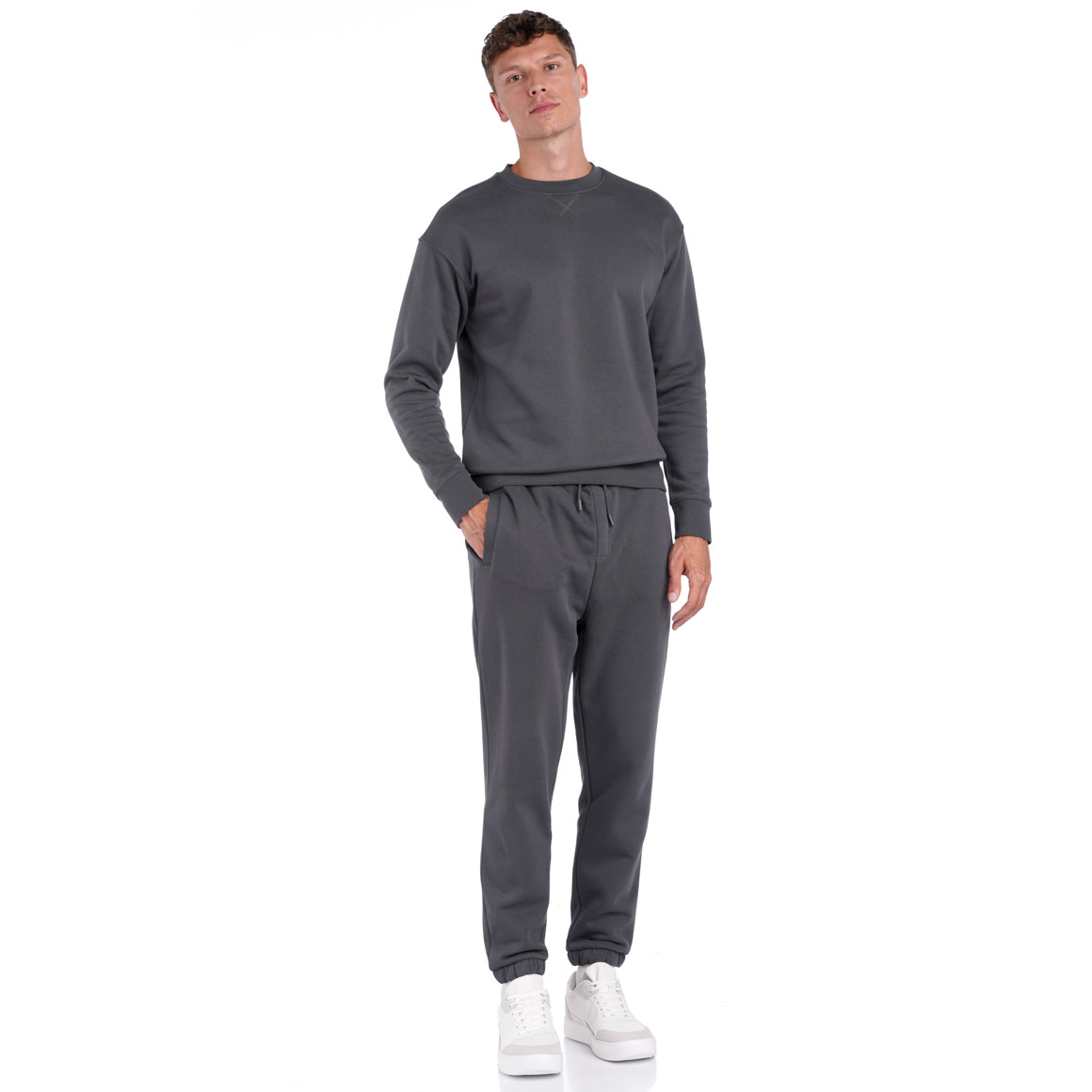 Jonas Nielsen Herren Sweatshirt mit Rundhalsausschnitt dunkelgrau