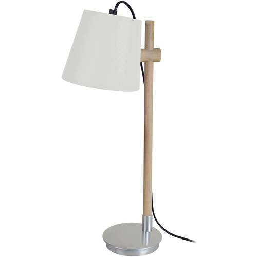 Tosel - Lámpara de escritorio redondo madera natural y aluminio Beige