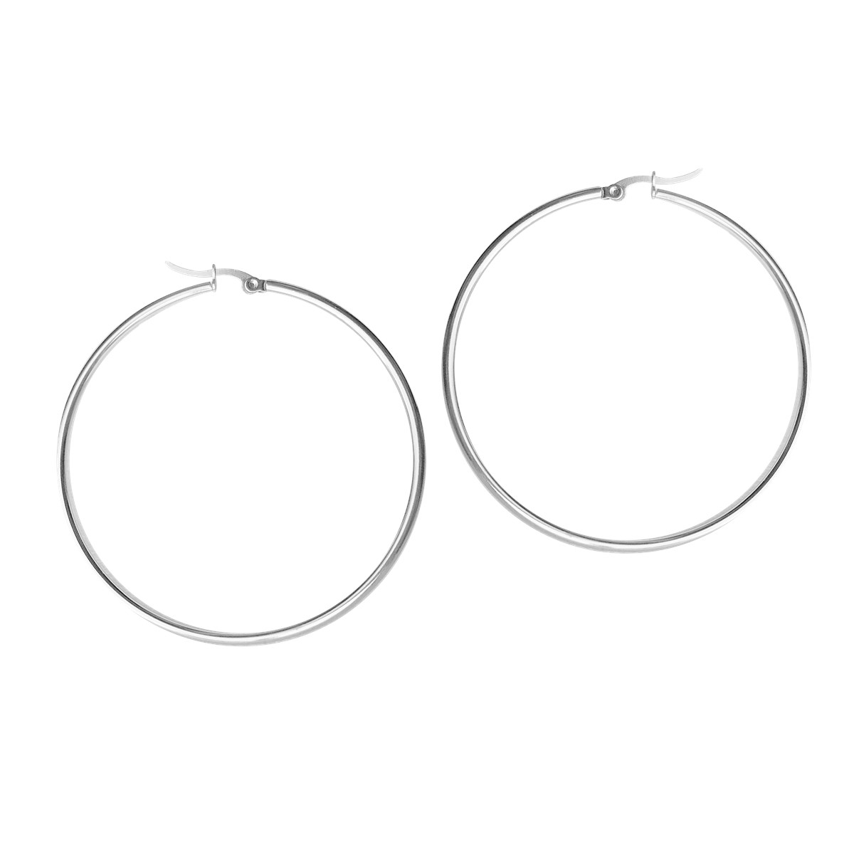 Boucles d'oreilles créoles acier argenté 5cm
