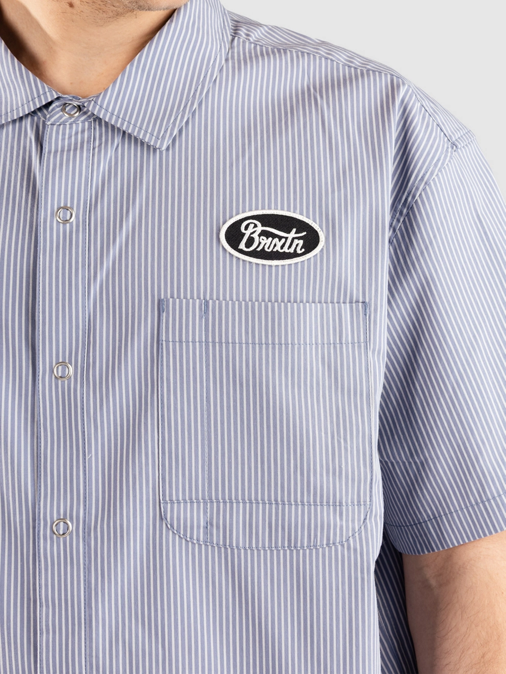 Brixton Builders Auto Shirt twilight blue/white strip