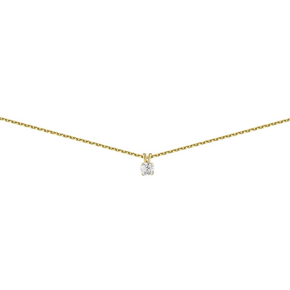 Collier solitaire diamant or 18 carats  0.05 ct