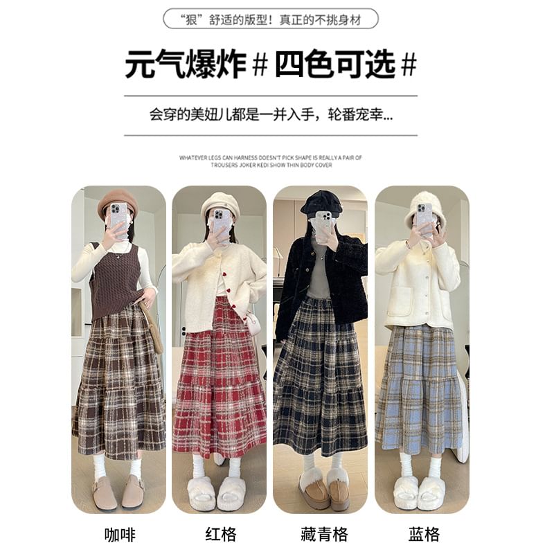 Rosehedge - Hoge taille geruite midi A-lijn rok