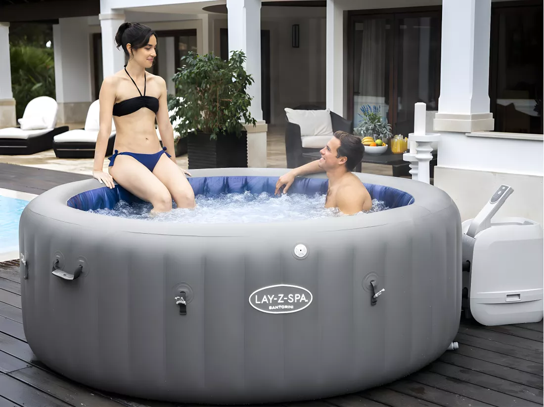 Spa gonflable Lay-Z-Spa Santorini rond HydroJet Pro 5/7 places - Bestway