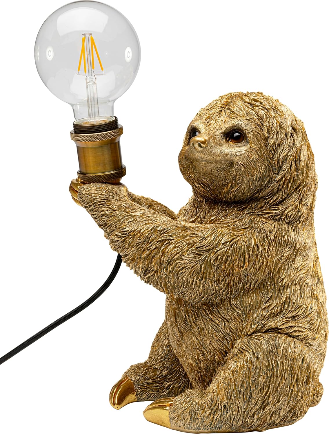 Kare Design Tischleuchte Animal, Gold, Faultier Motiv, Tischlampe, Deko Leuchte, Wohnzimmer, Leuchtmittel nicht inklusive, 30x25x20 cm (H-B-T)
