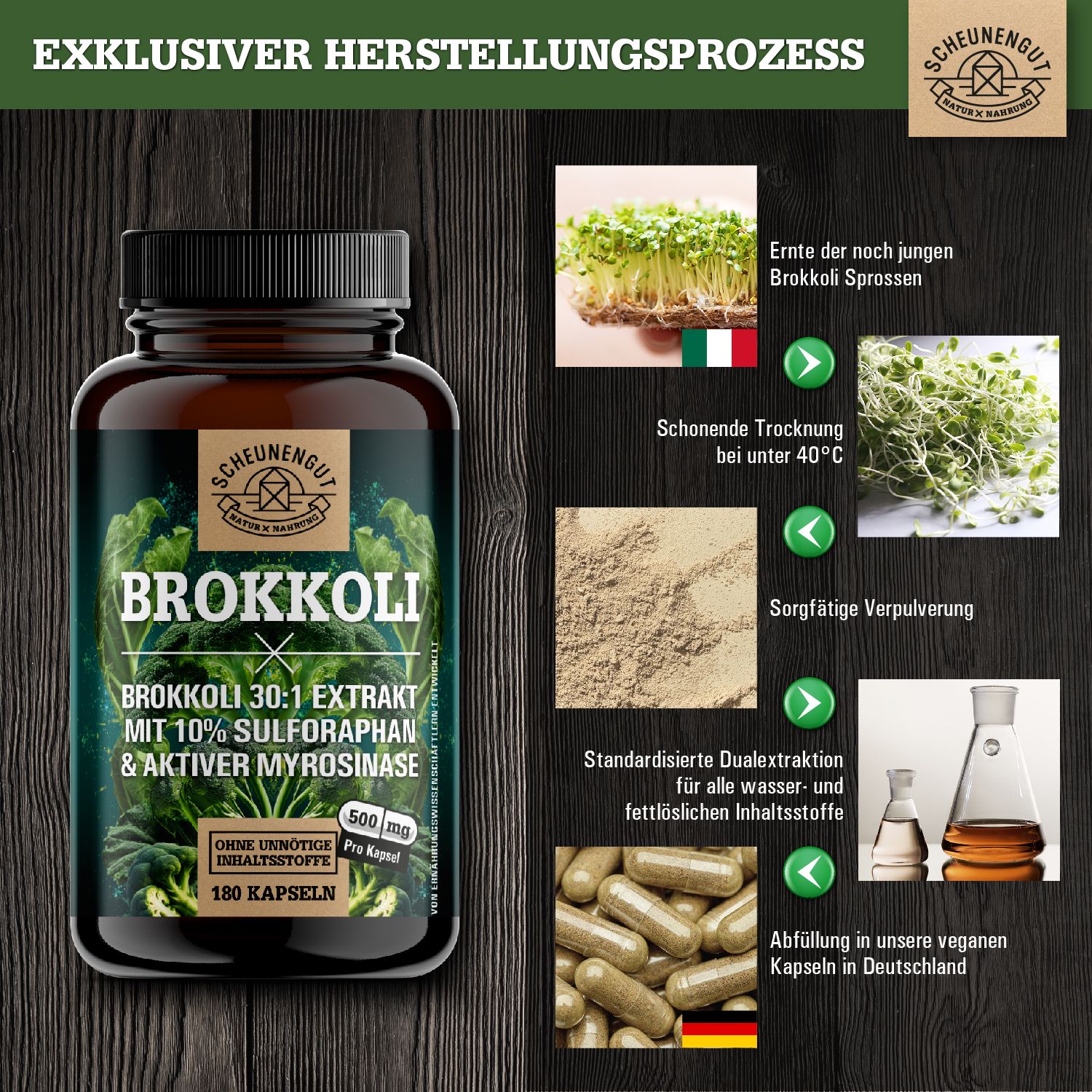 Scheunengut® Brokkoli  | 30:1 Brokkolisprossen-Extrakt mit mindestens 50mg Sulforaphan