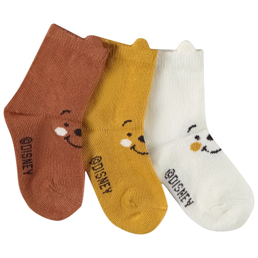Lot de 3 paires de chaussettes Winnie Disney pour bébé garçon - Moutarde