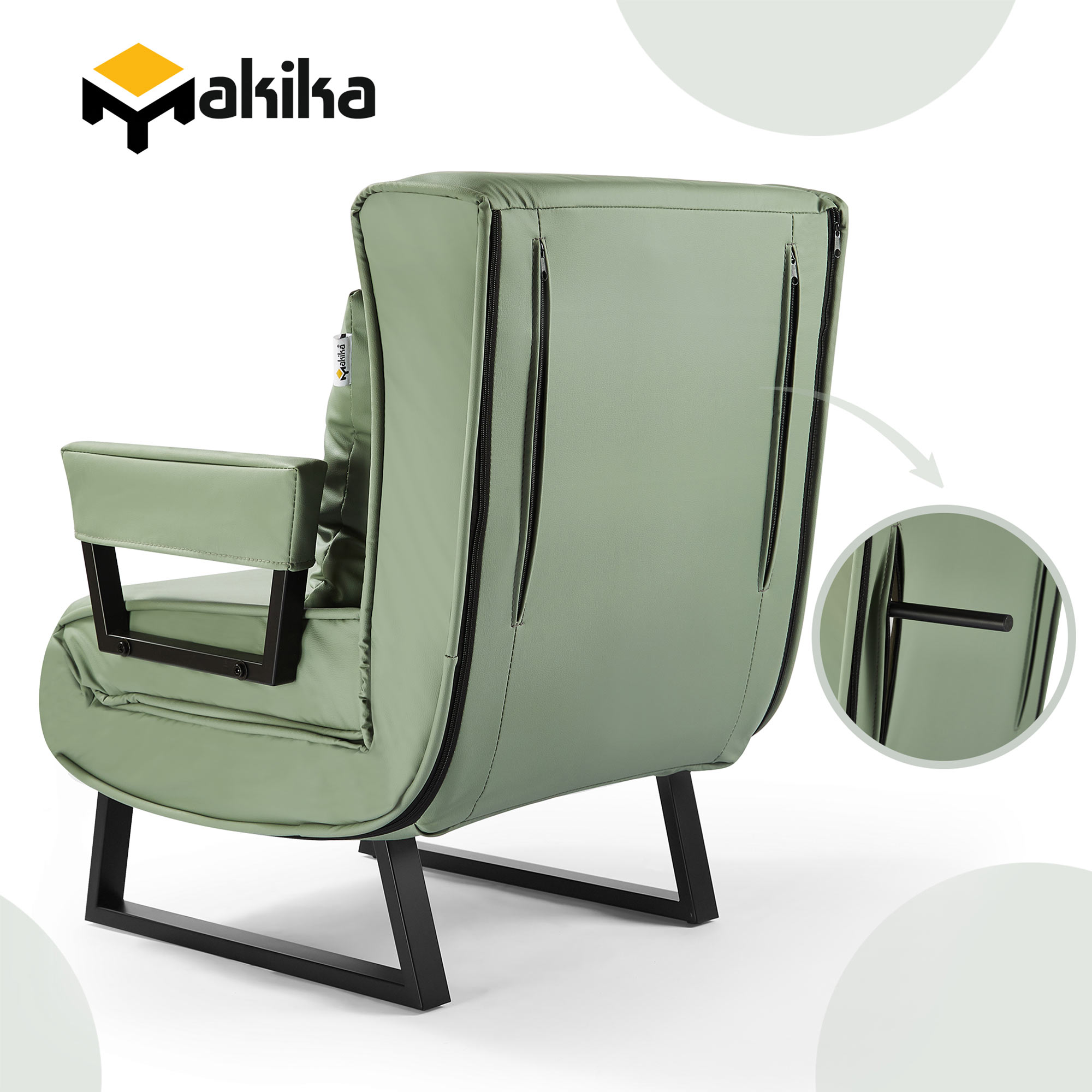 Makika Schlafsessel Schlafsofa Rio klappbar - Kunstleder in Grün