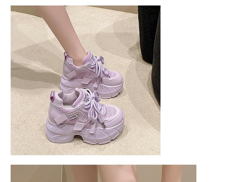Sleeko - Platform Panel Mesh Hidden Wedge Sneakers