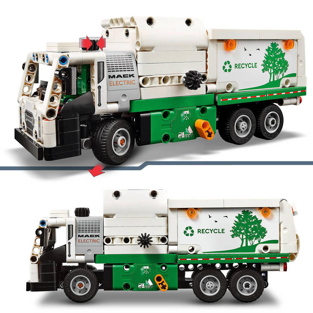 Lego blijft leukMack LR Electric vuilniswagen Speelgoed Vrachtwagen Voertuig Set 42167