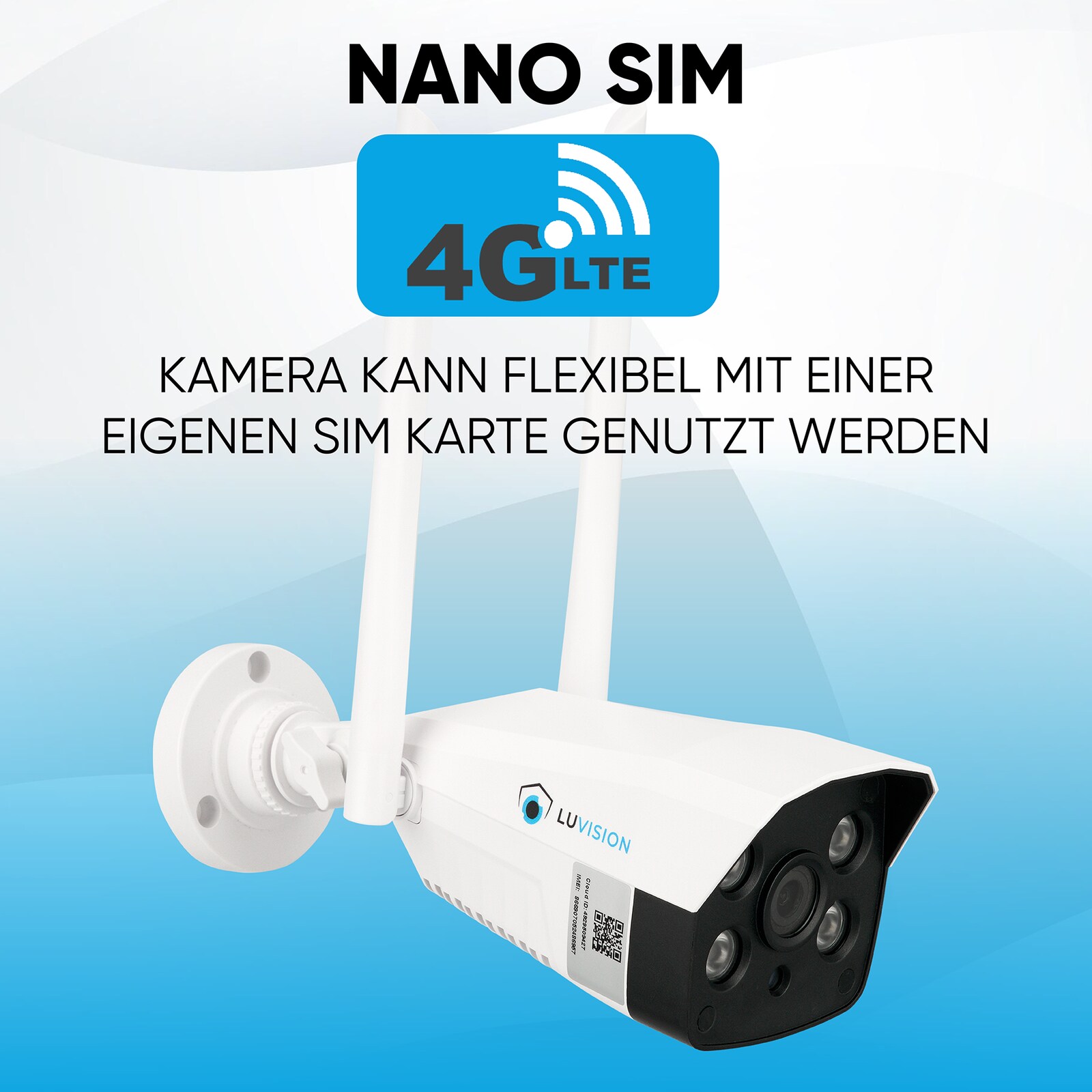 LUVISION 4G / LTE Spotlight 3MP IP Überwachungskamera Kamera mit SIM Mobilfunk Karte Sirene Outdoor