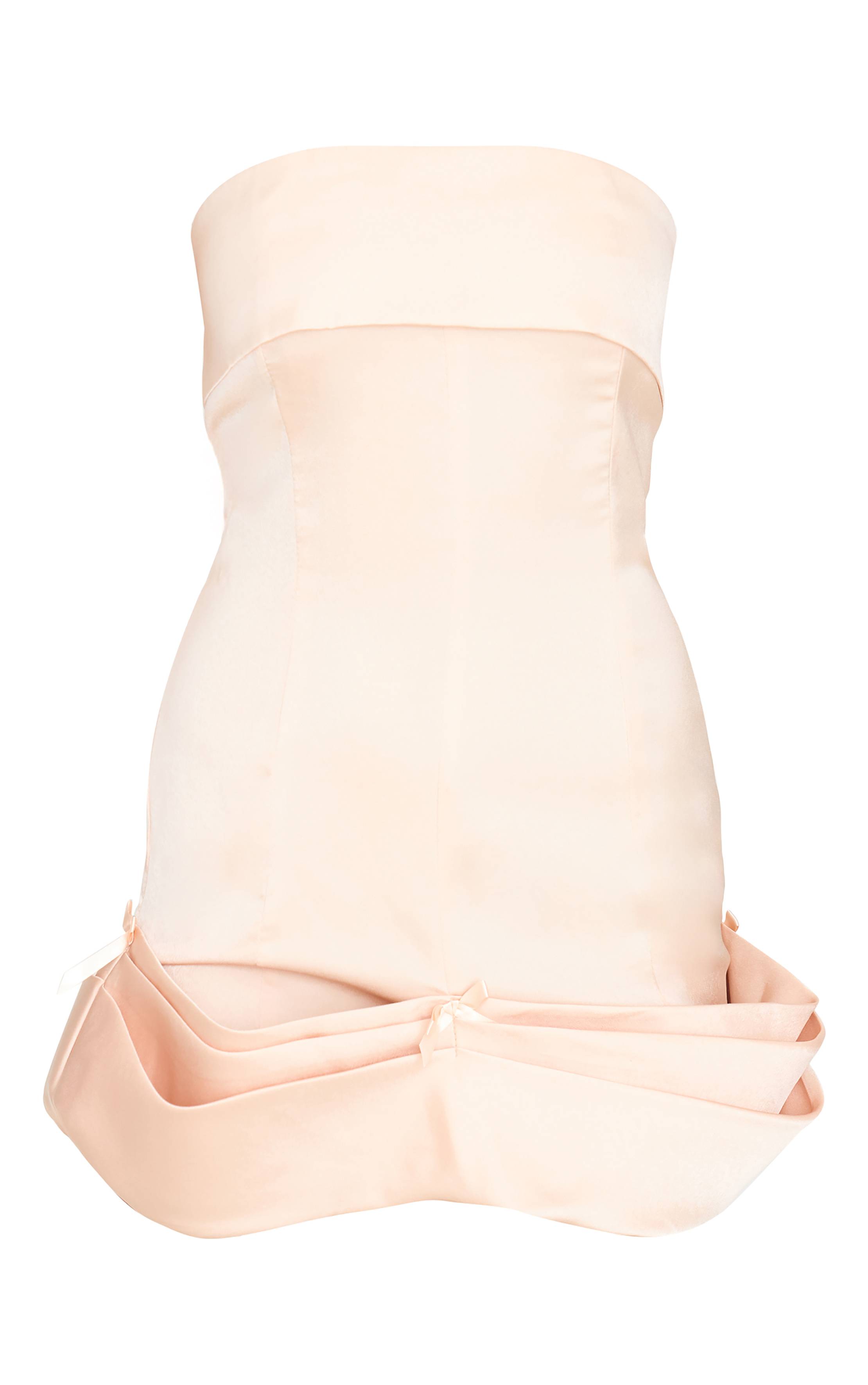 Champagne Robe Moulante En Satin Avec Nœud Décoratif