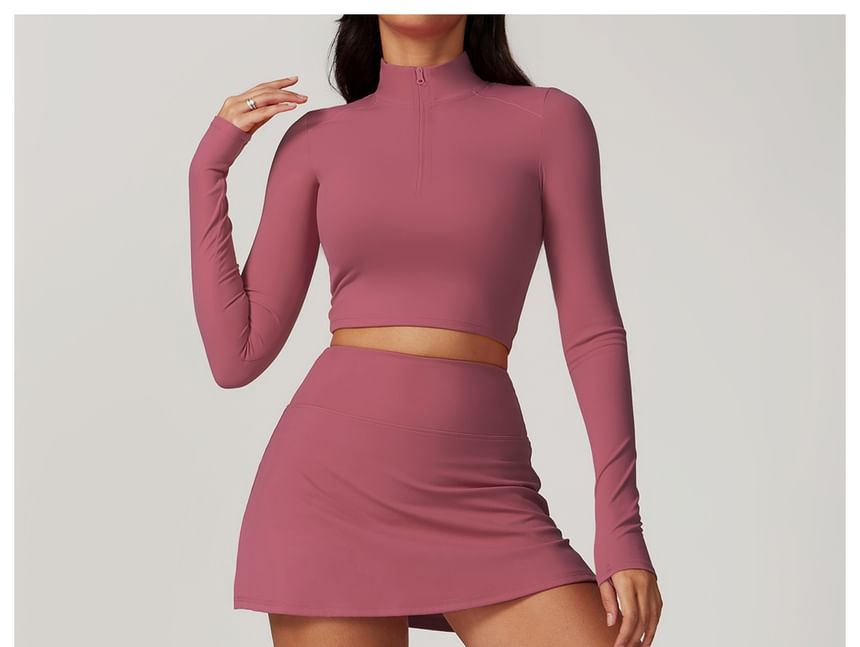 Skinniano - Hoge taille effen split mini A-lijn sportrok