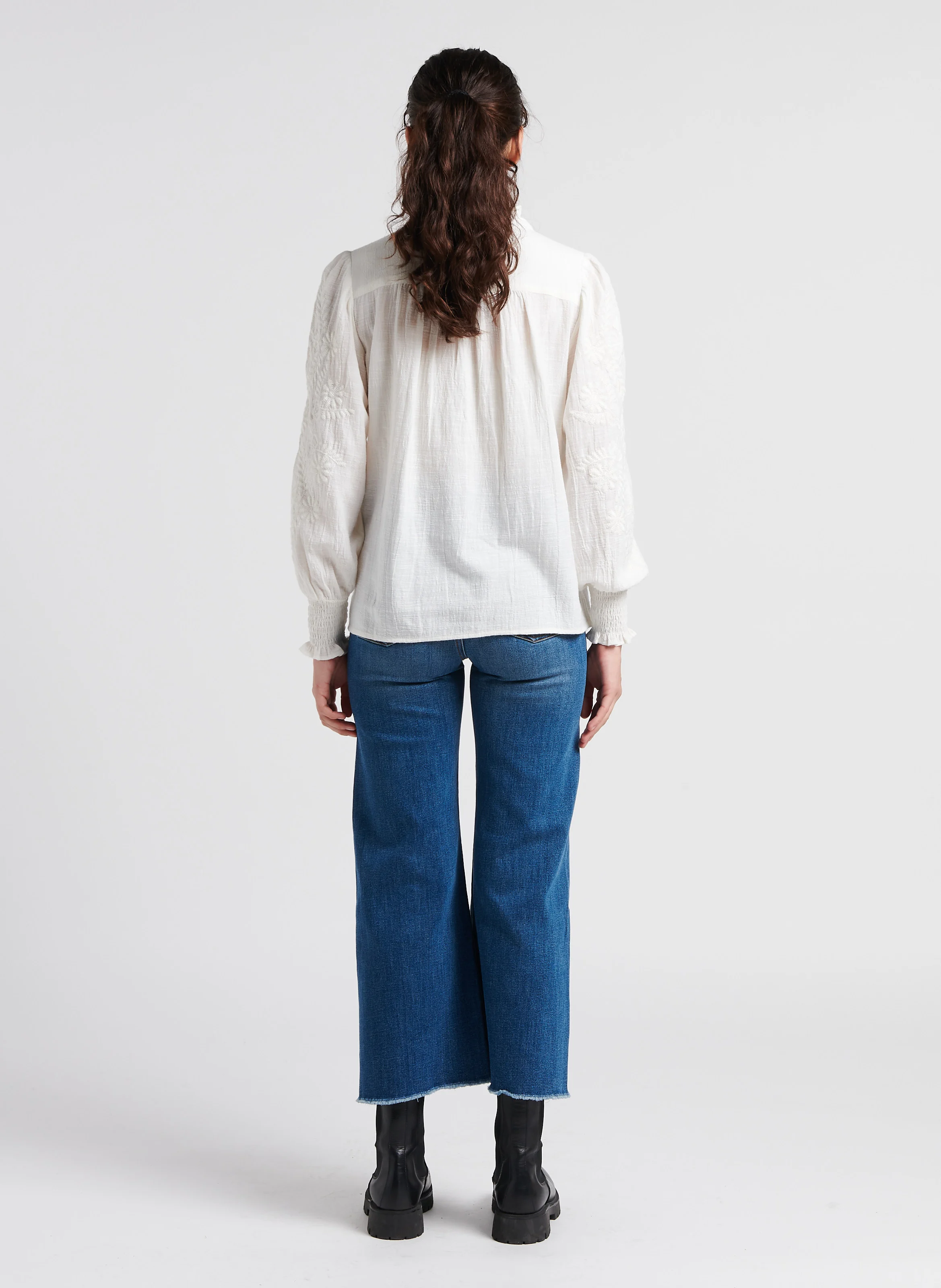 MALIA - Blouse brodée en coton | Blanc