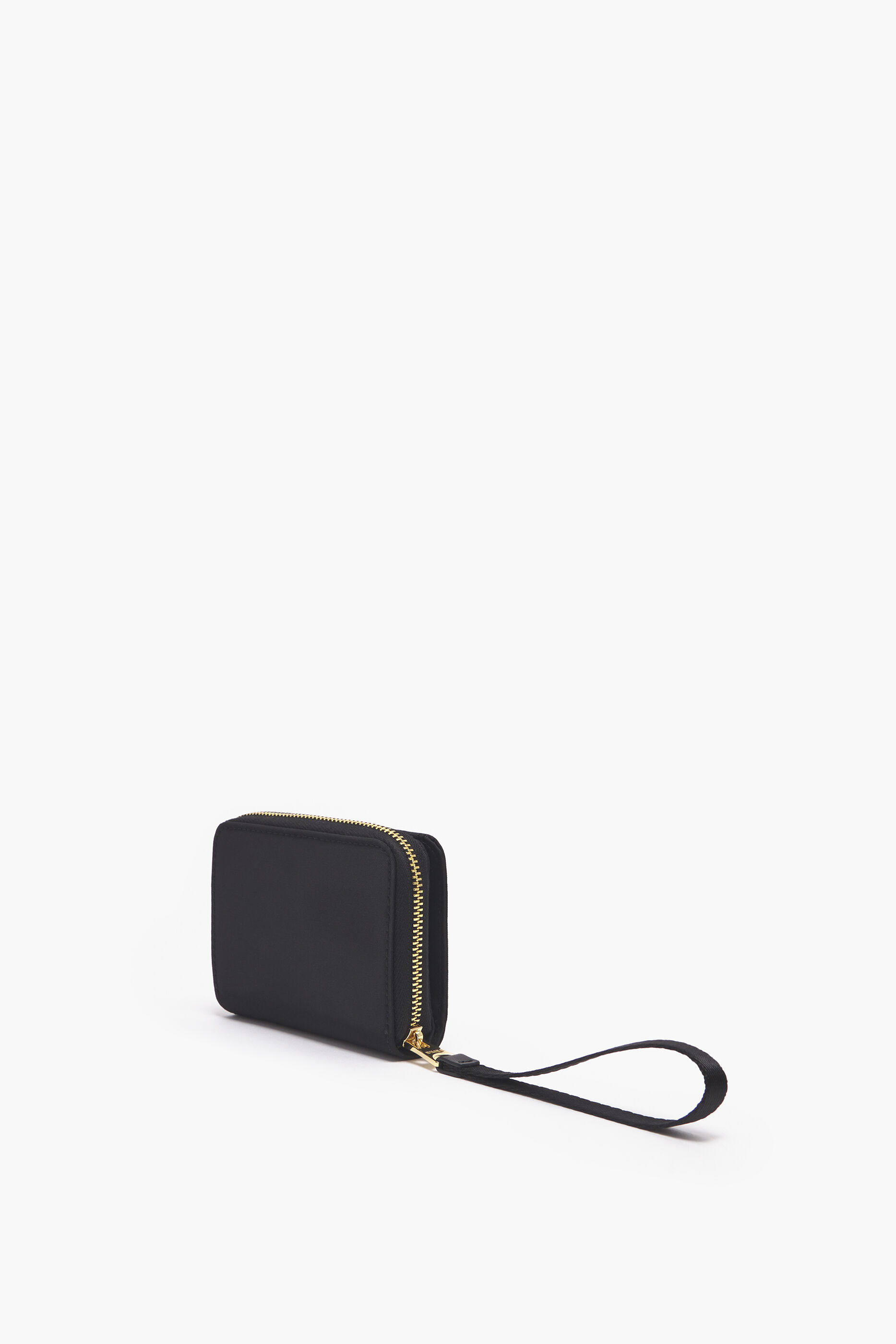 Carteira preta de nylon com aba