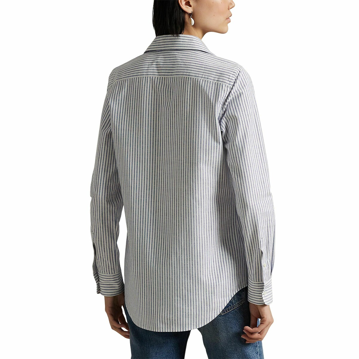 POLO RALPH LAUREN<br>Camisa Oxford listrada e reta