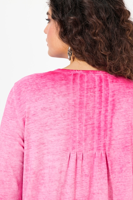 Shirt, Zierfalten, A-Linie, Rundhals, 3/4-Arm