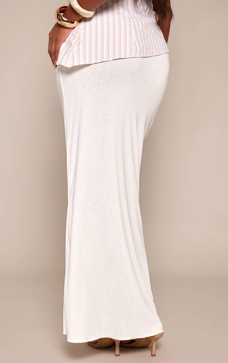 Blanc Jupe Longue Portefeuille Grande Taille En Mesh Dévoré Avec Détails De Bordure
