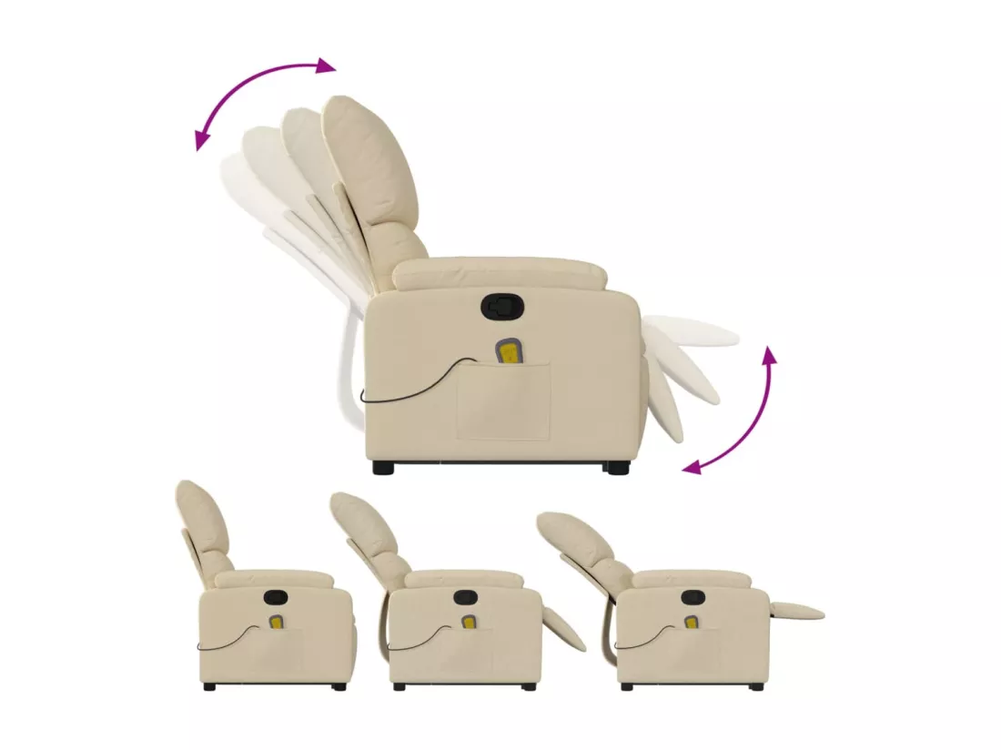 Fauteuil inclinable massant Crème Tissu