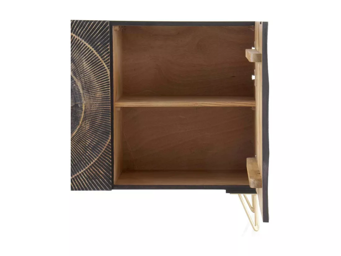 Buffet en bois de manguier et panneaux de fibres, noir