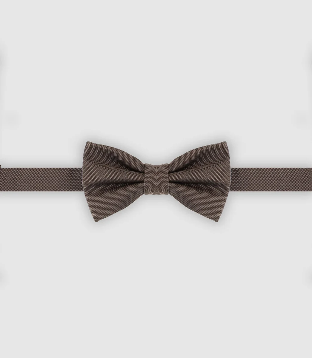 Nœud papillon en soie uni marron