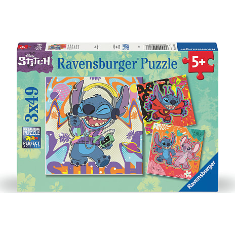 Disney Stitch puslespil - 3x49 brikker