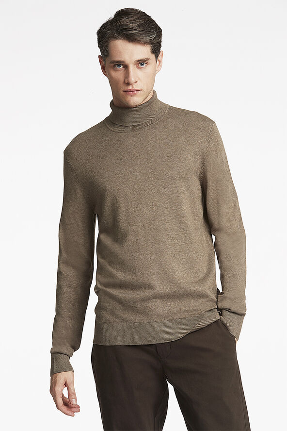 Lindbergh Ecovero L/S roll neck knit Dk sand mel