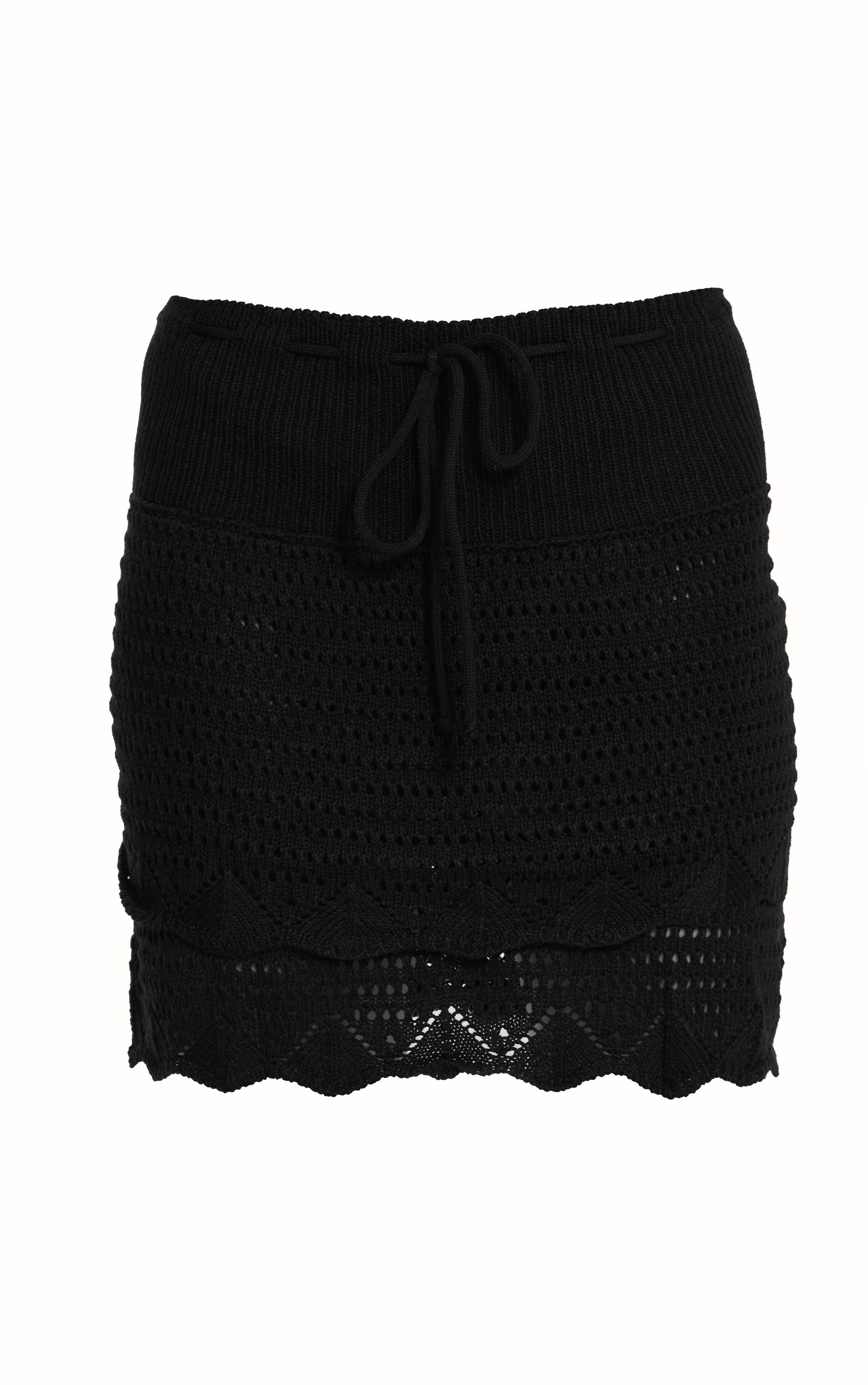 Noir Jupe En Crochet Tricot Double Épaisseur
