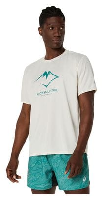 Maillot manches courtes Asics Fujitrail Logo Blanc/Bleu Homme