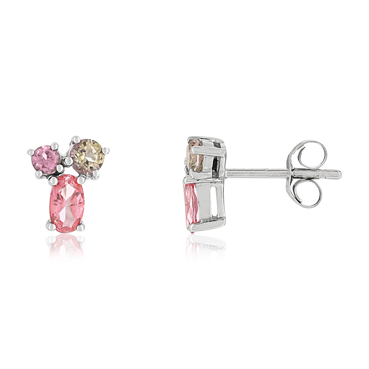 Boucles d'oreilles or blanc 375 pierres fines