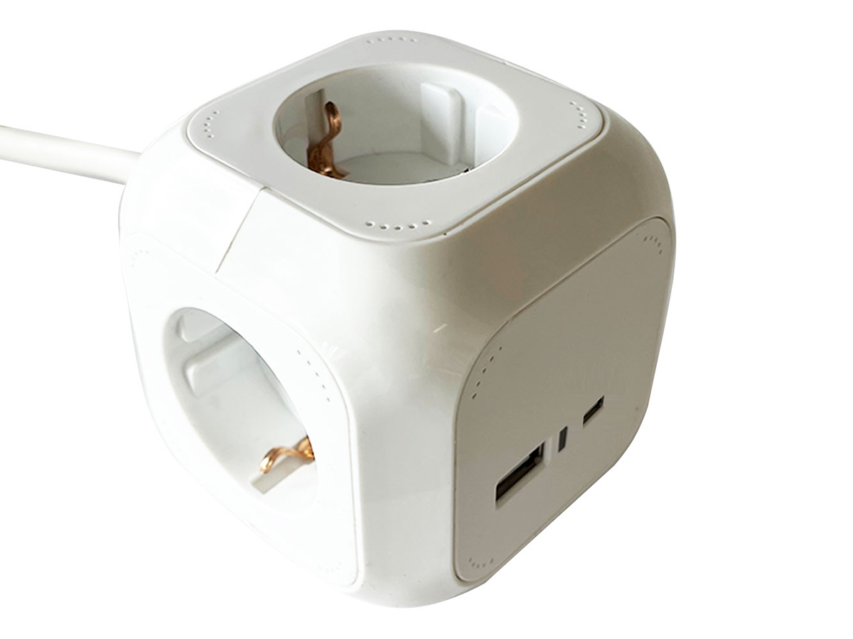 BRASQ Powercube stekkerdoos met USB - White
