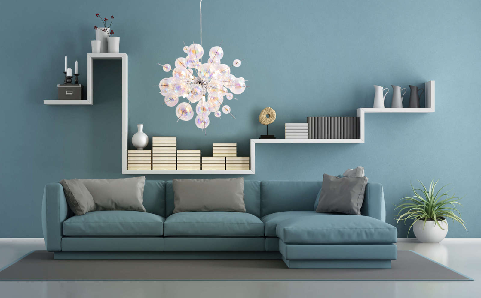 Pendelleuchte EXPLOSION - irisierend-chrom - 10-flammig