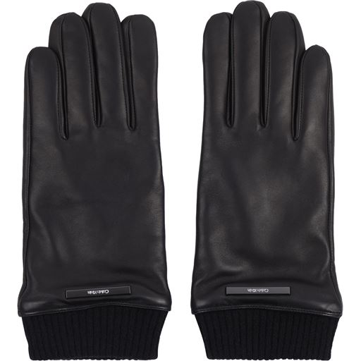 Calvin Klein Leather Warm Lined Handsker, Ck Black, M/L