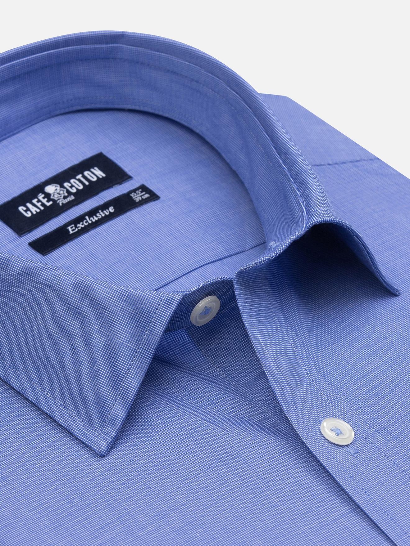 Chemise cintrée Daria en popeline bleue - Petit Col