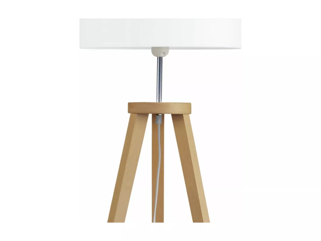 Lampadaire trépied, bois naturel 152 cm.