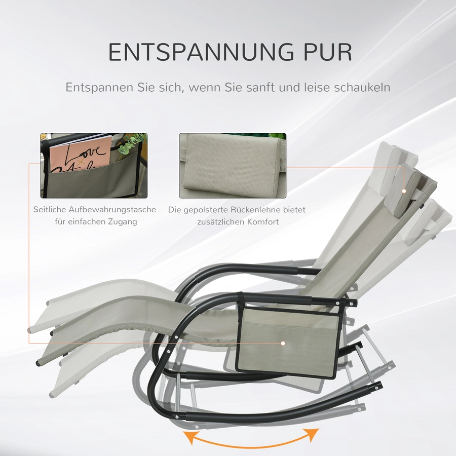 Outsunny Schaukelstuhl atmungsaktive Mesh-Gewebe hellgrau