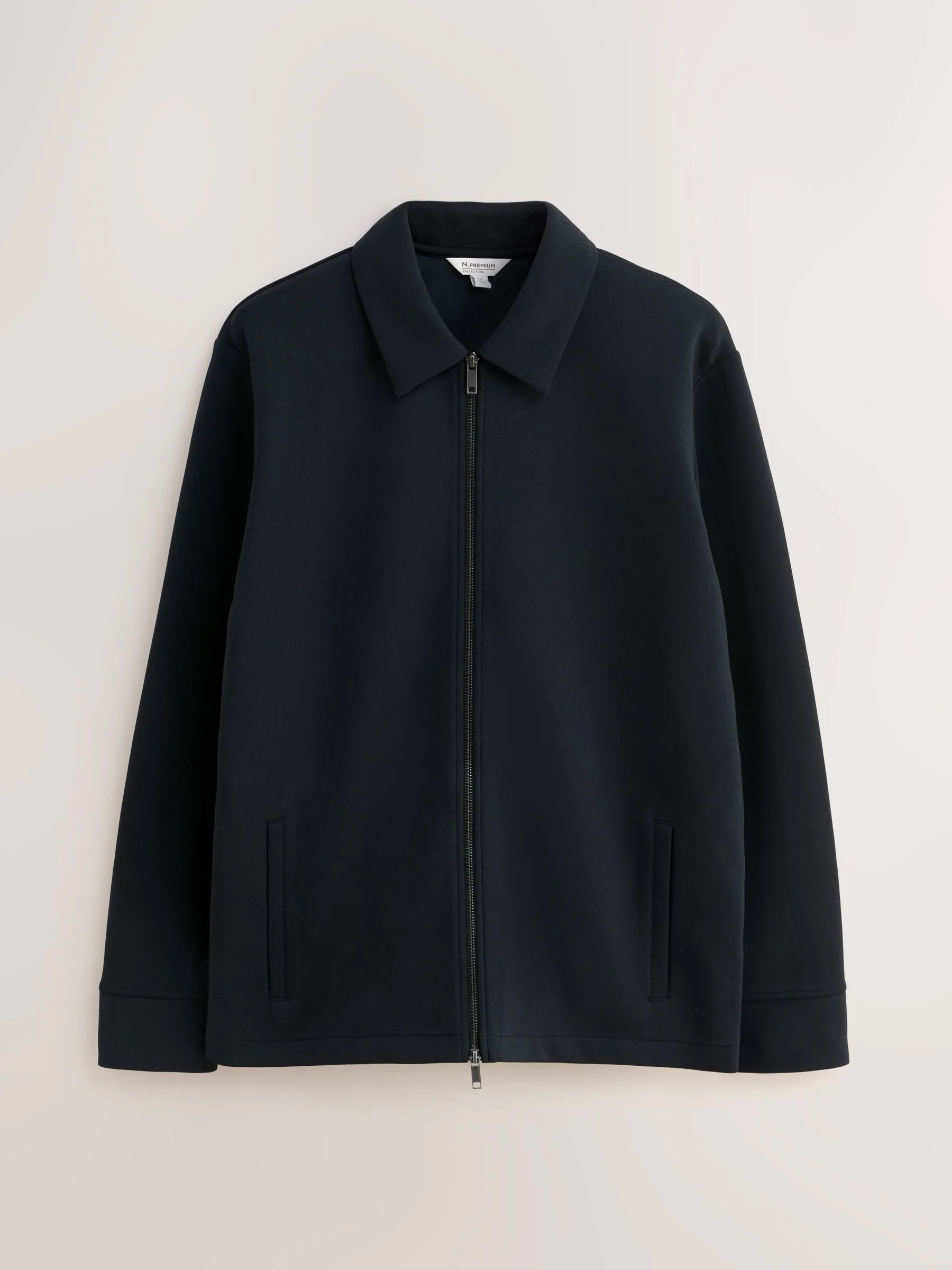 Zwart - Soft Touch Scuba Zip Through Shacket