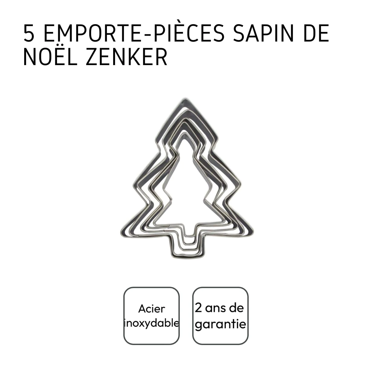 Lot de 5 emporte-pièces de Noël en forme de sapin Emporte-pièces Zenke