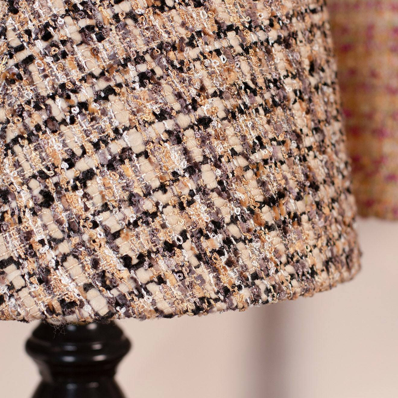 Now's home Lampe à poser abat-jour en Tweed Romy beige/noir - 12.5x13x51 cm