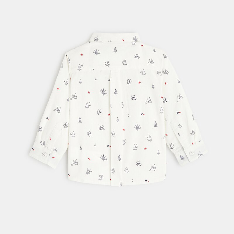 Chemise velours côtelé sapins blanche bébé garçon Blanc