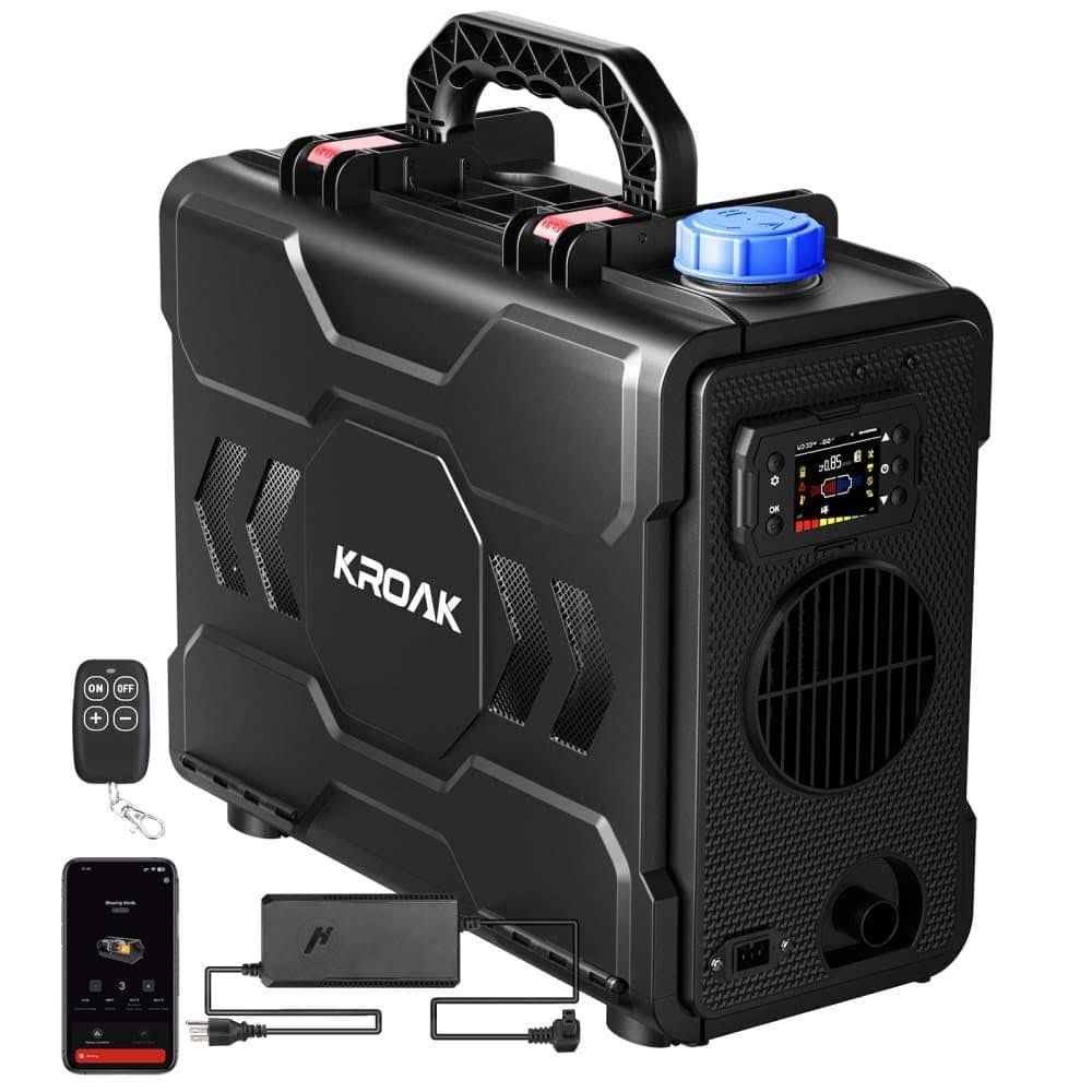 KROAK TB2 12V 24V 8KW 6L Auto-Standheizung, Werkzeugkasten Verbesserte Diesel Luft All-in-One Heizung, Bluetooth App Steuerung mit Adapter