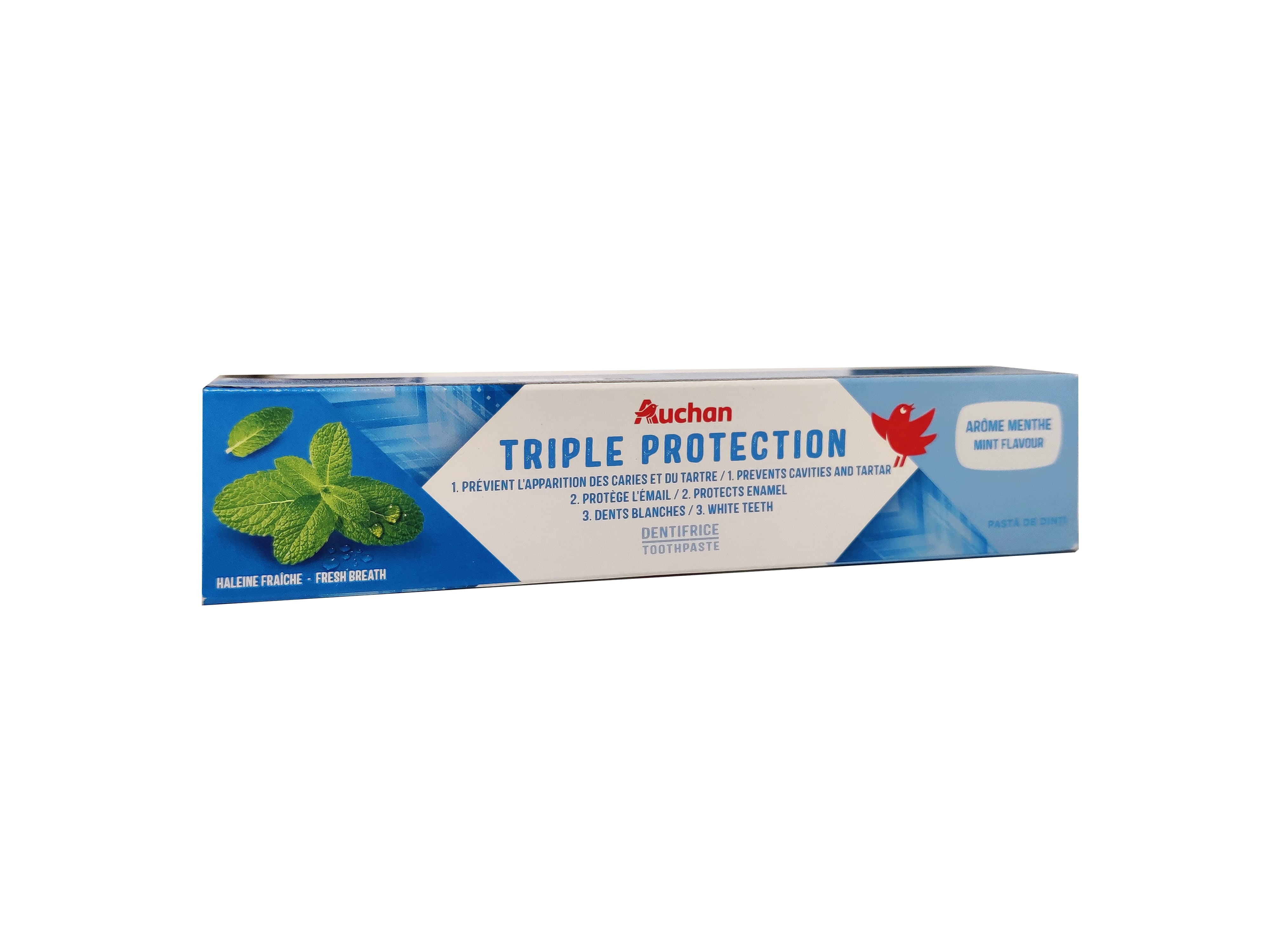 PASTA DENTÍFRICA AUCHAN TRIPLA PROTEÇÃO 3EM1 75ML