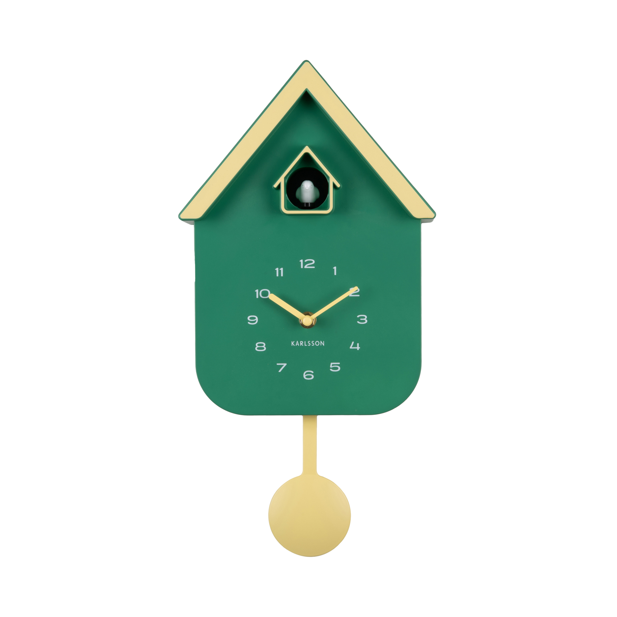 Wandklok Dupla Color Koekoek Groen Geel