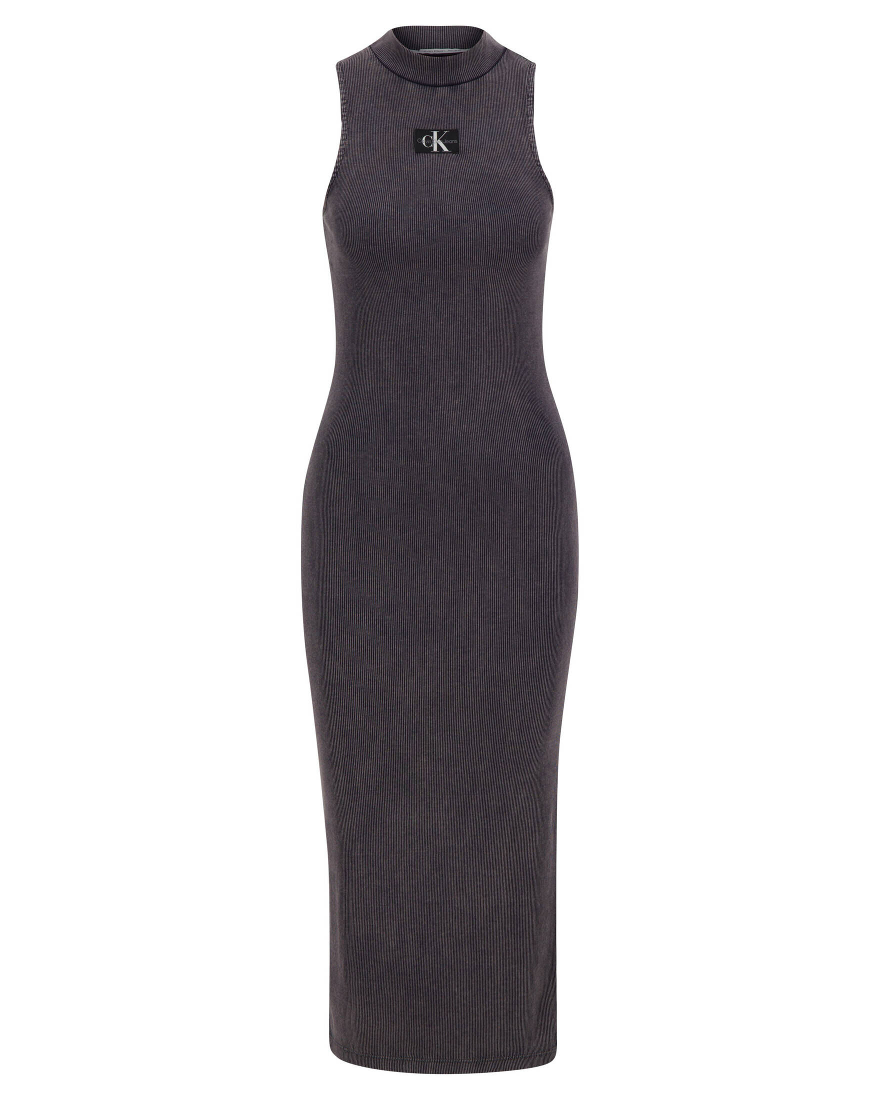CALVIN KLEIN JEANS| Damen Jerseykleid WASHED RIB LABEL LONG DRESS