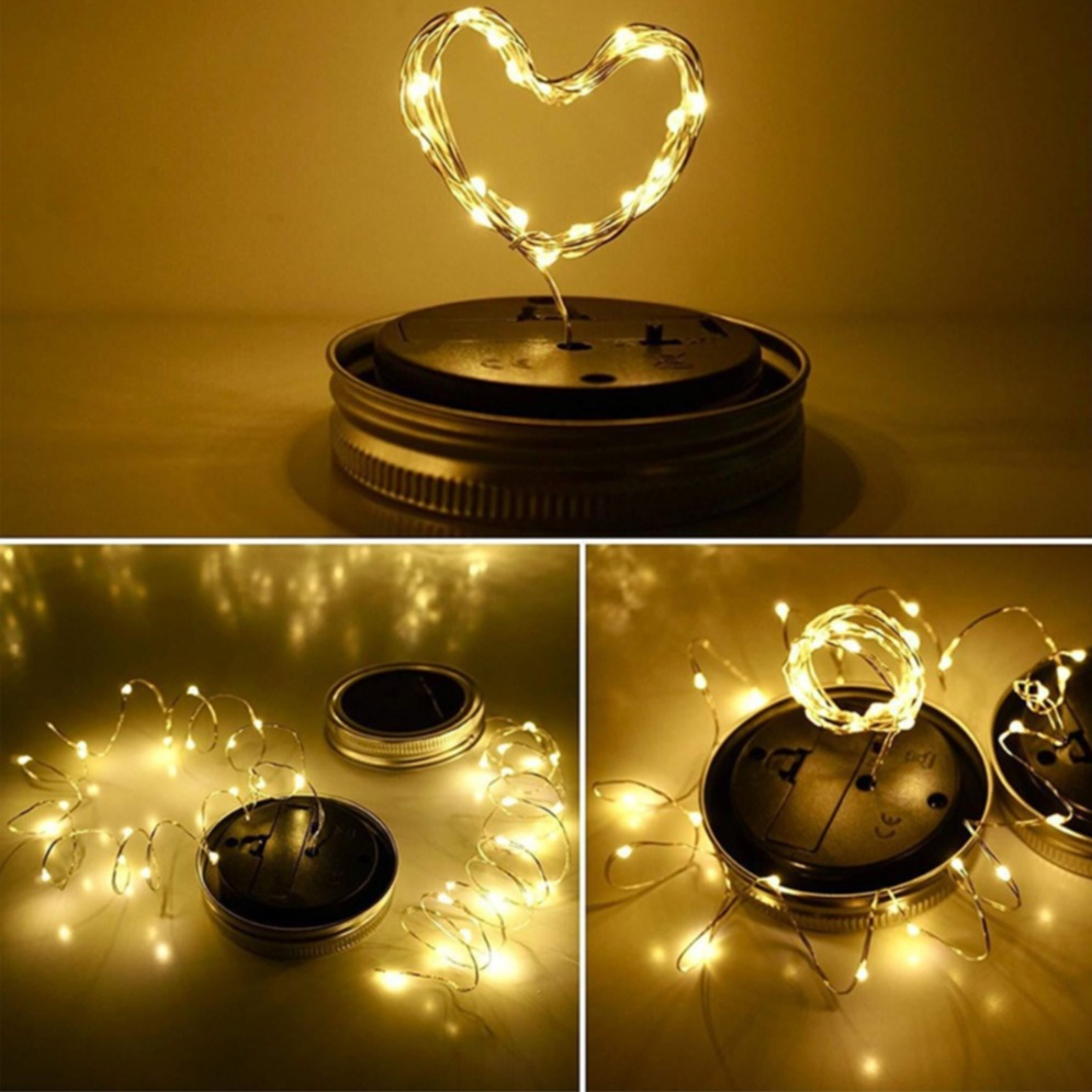 (6er Set) 20 LED's Solar Flaschenlicht Deckel Outdoor Laternen Verschluss mit Lichterkette - Warmweiss