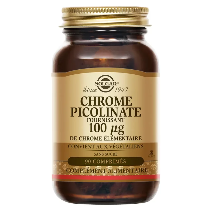 Chrome Picolinate 100 µg - Maintien Glycémie  - Hautement assimilable - 90 comprimés