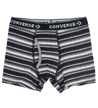 Converse Boxershorts - 2-pak - Sort/Gr?stribet