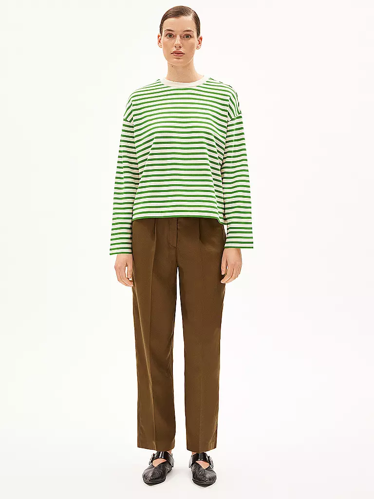ARMEDANGELS Sweater Oversized Fit FRANKAA  STRIPES grün