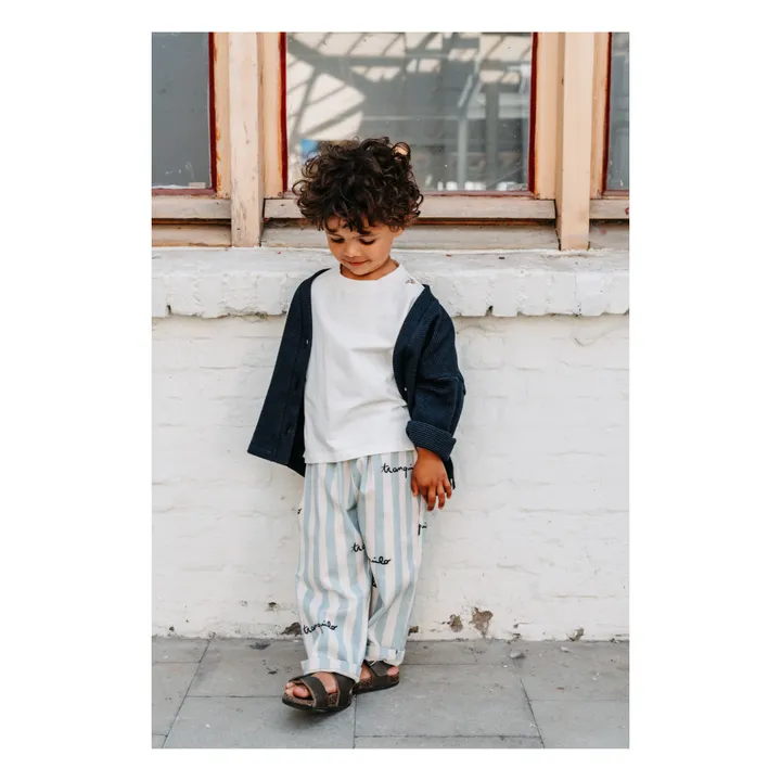 Bonnie & The Gang Pantalon Frits Rayé Coton Bio | Ecru